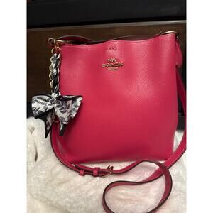 Dark Pink Strawberry Coach Bucket bag